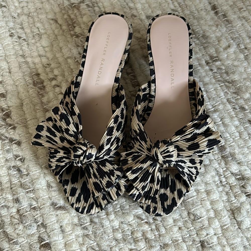 Loeffler Randall leopard  tie knot mule, short heel